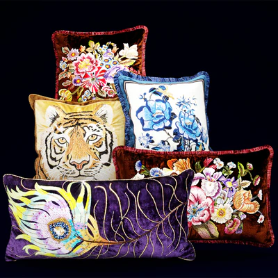 The collection of pillows from Jay Strongwater, velvet, pillow, luxury — Ver 3