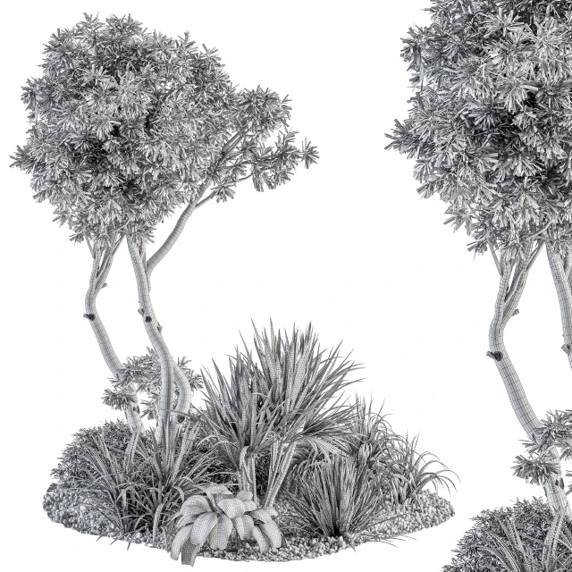 Needle tree and Bush - Outdoor Garden Set 305 — Descargar