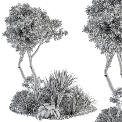 Needle tree and Bush - Outdoor Garden Set 305 — Ver 4