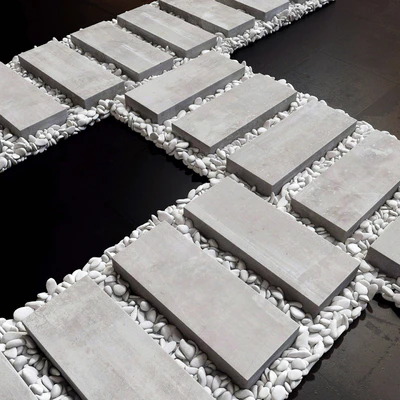 Paving road plate stone pebble n1 / Брусчатка дорога из плит с галькой №1 — Вид 7