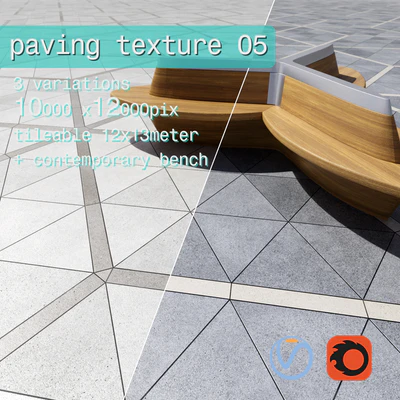 Paving concrete plates triangular HR / street furniture 05 — Вид 1