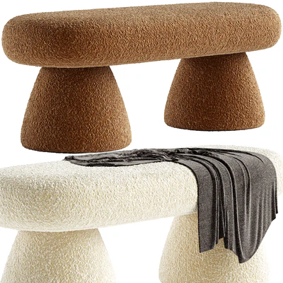 Armless Backless Solid Color Upholstered Modern Bedroom Bench — Ver 1