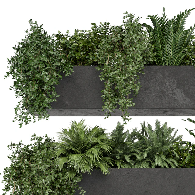 Hanging Plants in rusty Concrete Pot - Set 589 — Скачать