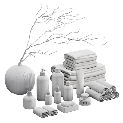 Decorative set with towels and branch 002 — Вид 3