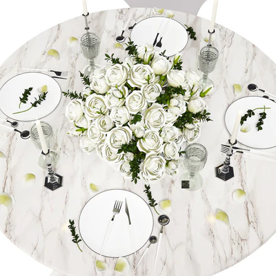 White set / Стул Babel от Marcel Wanders, стол Eero Saarinen Style Tulip, сервировка. — Вид 3