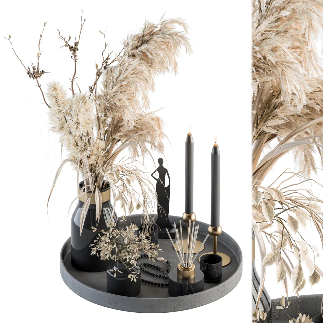 Decorative Set with Bouquet in Tray - Set 60 — Descargar