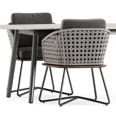 Rivera Little Armchair by Minotti and Ellisse table by Varaschin — Ver 5
