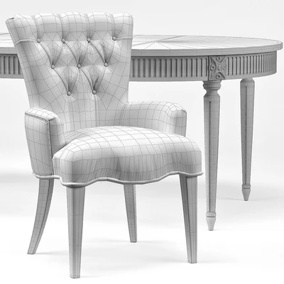 Gustavian Extension Table and Toulouse French Armchair — Ver 3
