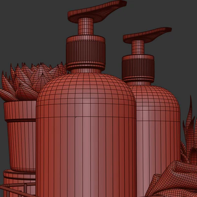LA Bruket decor set for bathroom with flowerpots — Ver 3
