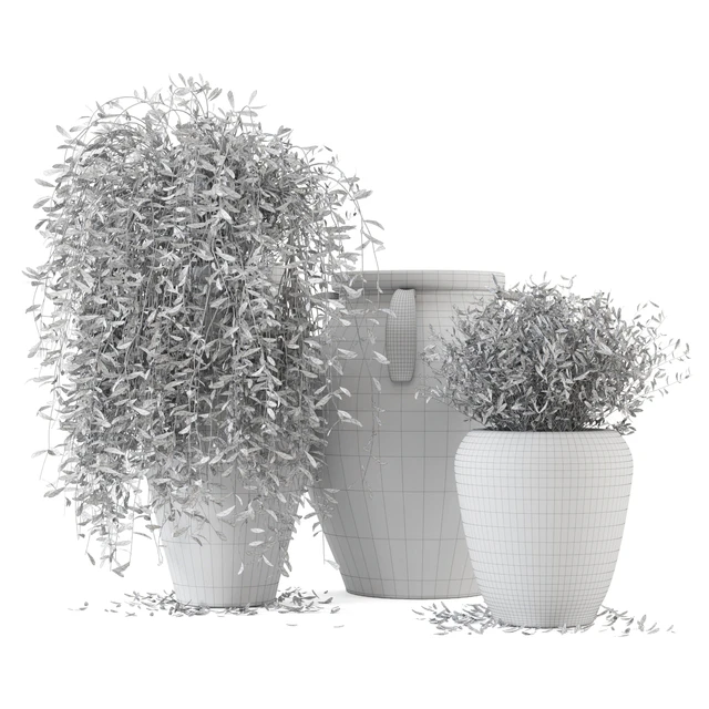 Outdoor Plants tree in rusty Concrete Pot - Set 2 — Descargar