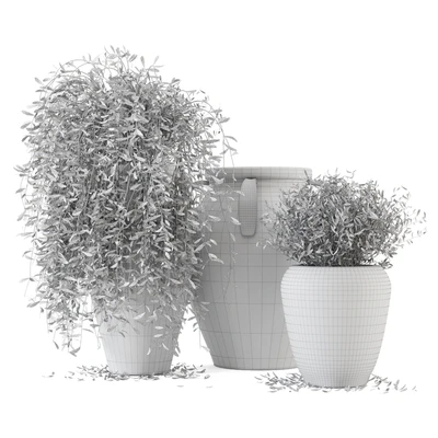 Outdoor Plants tree in rusty Concrete Pot - Set 2 — Ver 3