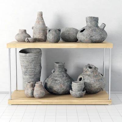 Shelf with pottery — View 1