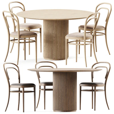 Table Palais royal By asplund and Bentwood Chair 215 by Thonet — Ver 1