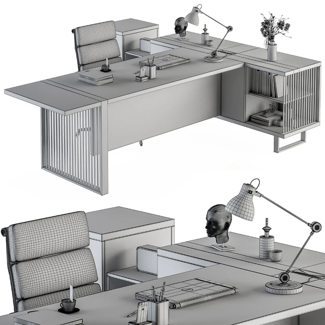 Manager Desk Wood and Black - Office Furniture 264 — Скачать