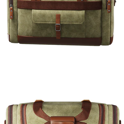 BLUBOON Canvas Genuine Leather Trim Overnight Travel Duffel Bag — Ver 3