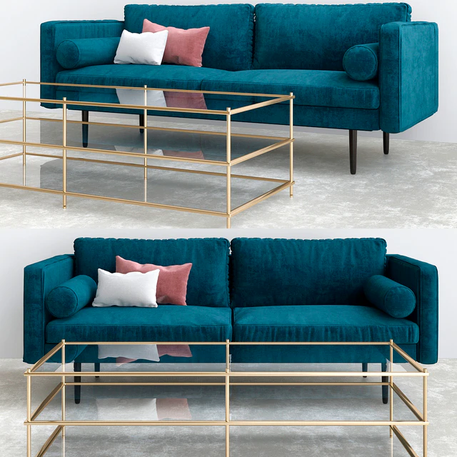 Monroe Mid Century Sofa Celestial Blue — Descargar