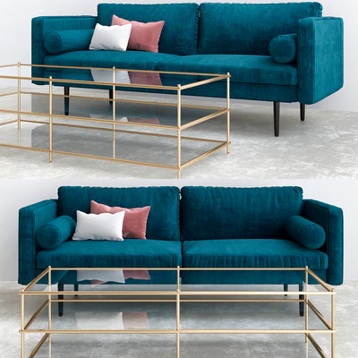 Monroe Mid Century Sofa Celestial Blue — Descargar