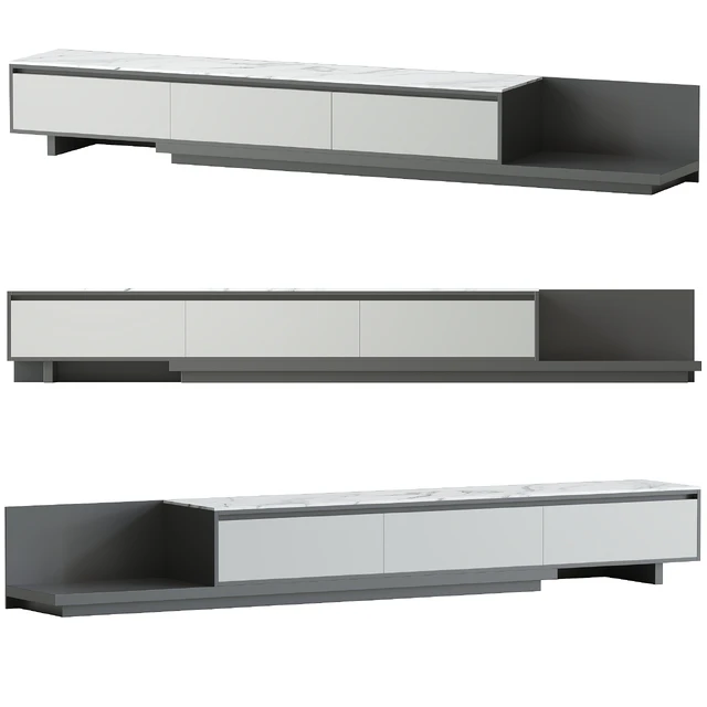 Fero Modern Black Extendable Stone & Wood TV Stand — Descargar