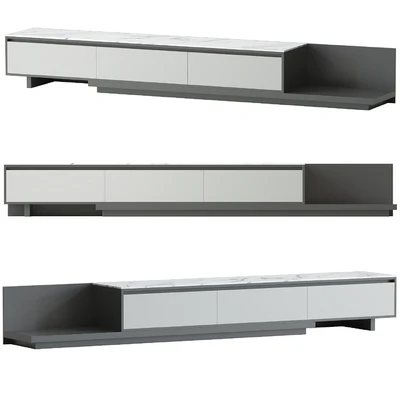 Fero Modern Black Extendable Stone & Wood TV Stand — Ver 1