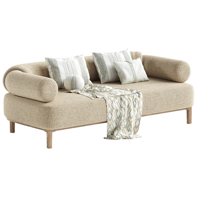 Contemporary Sofa Upholstered in Bouclé Fabric — Ver 6