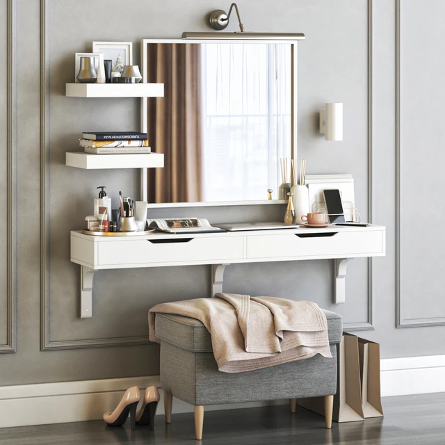 IKEA ALEX dressing table with STRANDMON ottoman and NISSEDAL mirror — Скачать