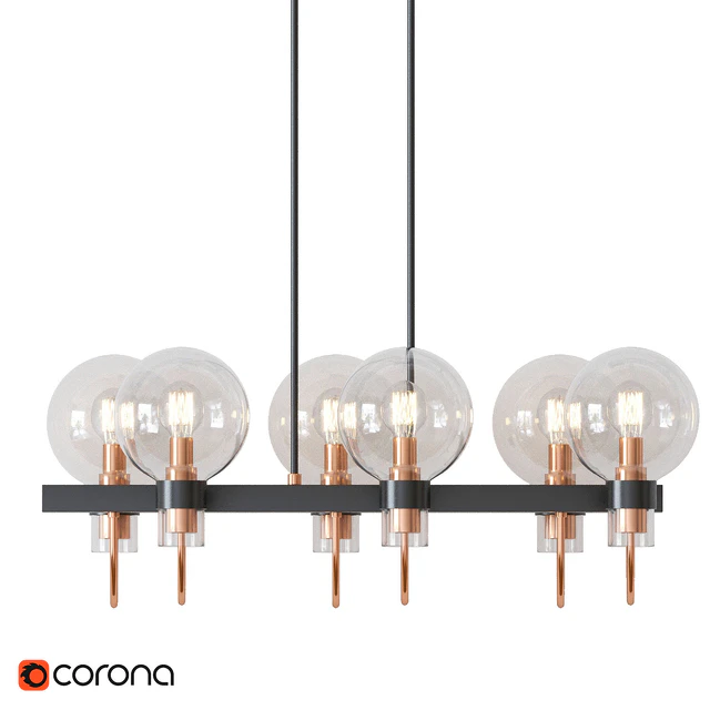 Bauhaus Chandelier with Lights Bronze Satin Brass — Descargar