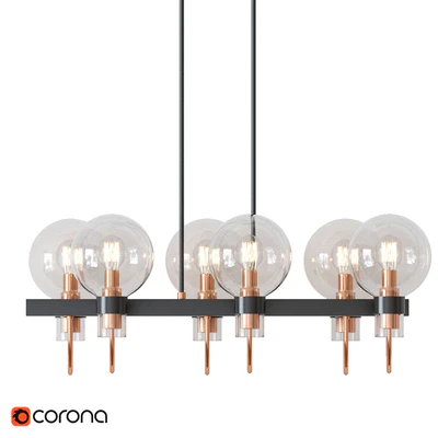 Bauhaus Chandelier with Lights Bronze Satin Brass — Ver 1