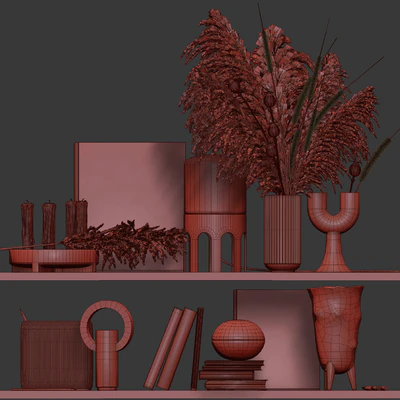 Decorative set for shelves with mixed bouquet 08 — Вид 3