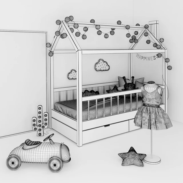 Bed "house" with a set of accessories for a nursery 2 — Descargar