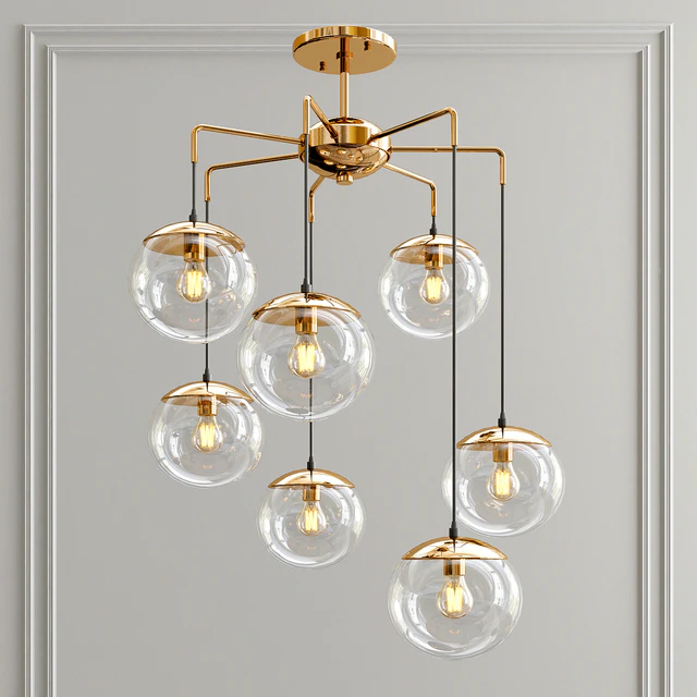 Modern Handcrafted Brass Glass Bubbles Chandelier — Descargar