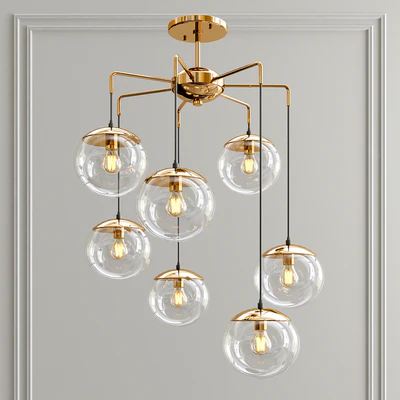 Modern Handcrafted Brass Glass Bubbles Chandelier — Descargar