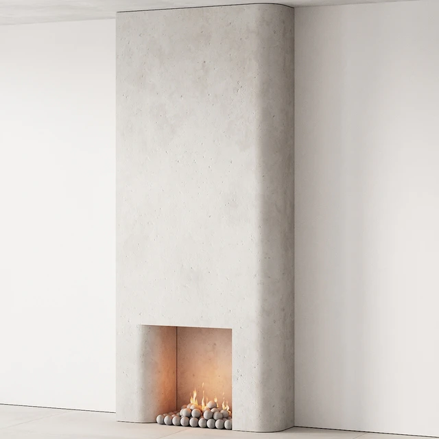 292 fireplace area decorative wall 10 tall chimney travertine stone 00 — Скачать