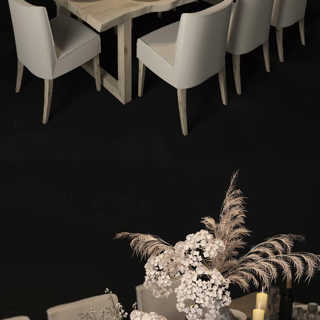 Table with slabs with Pottery Barn chairs and Crate and Barrel — Descargar