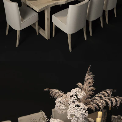 Table with slabs with Pottery Barn chairs and Crate and Barrel — Ver 3