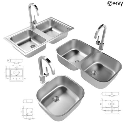 Collection of kitchen sinks 09 — Ver 1