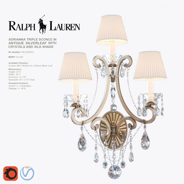 ADRIANNA MEDIUM CHANDELIER and TRIPLE SCONCE in antique silverleaf — Descargar
