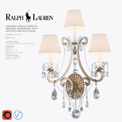 ADRIANNA MEDIUM CHANDELIER and TRIPLE SCONCE in antique silverleaf — Ver 2