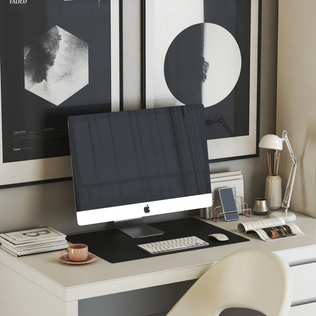 IKEA MALM workplace with LOBERGET chair and BILLY OXBERG bookcase — Descargar
