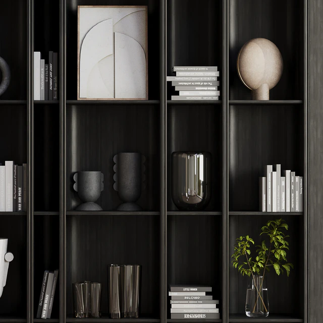 wooden Shelves Decorative With Plants and Book - Wooden Rack 08 — Descargar
