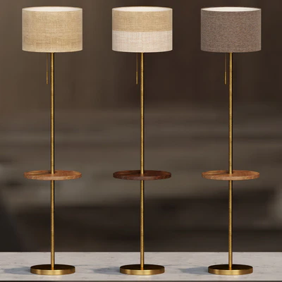 Floor lamp with textile lampshade and table — Вид 5