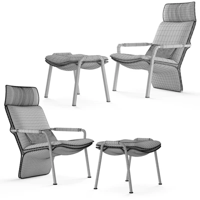 Armchair and Pouf Poltrona Frau Arabesque — Ver 3