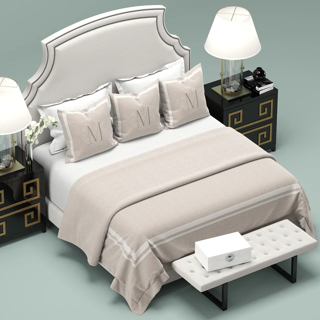 Upholstered White Headboard Bed — Скачать