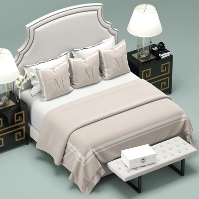 Upholstered White Headboard Bed — Вид 3