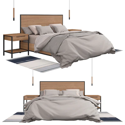 James Walnut with Black Frame King Bed — Ver 1