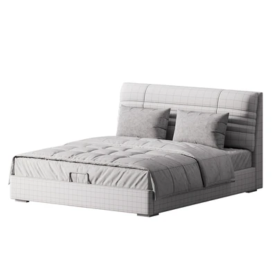 Beige Upholstered Modern Headboard — Ver 3