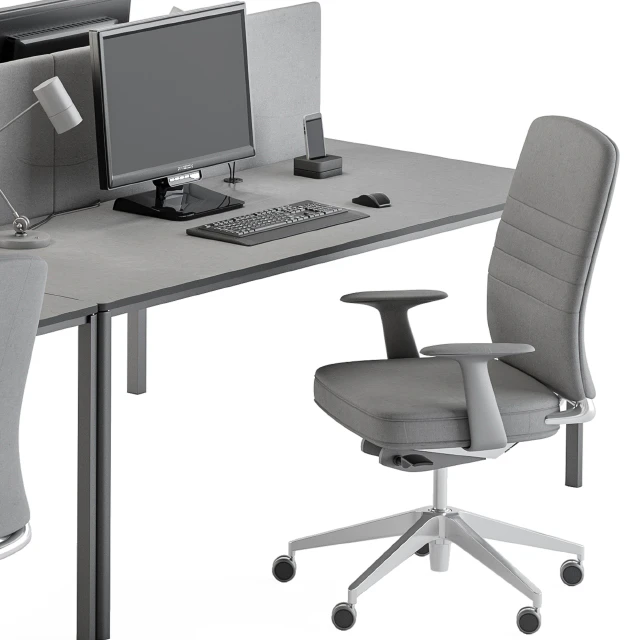 employee Desk Gray Set - Office Furniture 237 — Descargar