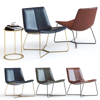 West Elm Slope Leather Lounge Chair — Вид 1