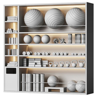 A wall with a rack for gym equipment 2 — Ver 5
