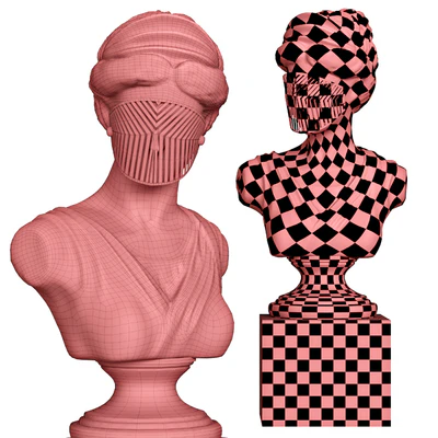 Bust Woman in Mask Figurine — Ver 3