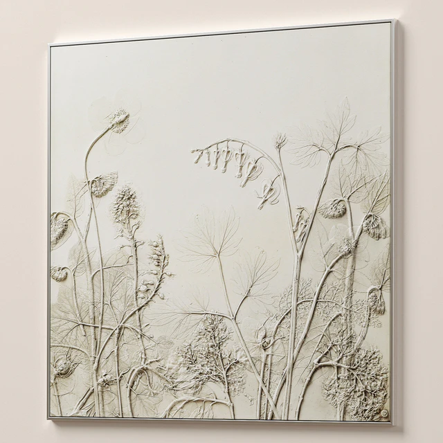Textural Plaster Wildflowers Boho Wall Art C-507 — Descargar